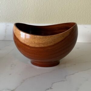 Wooden Round Varnished Bowl Flawed